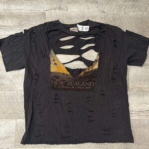 Dark Gray Vintage Distressed Graphic T-Shirt